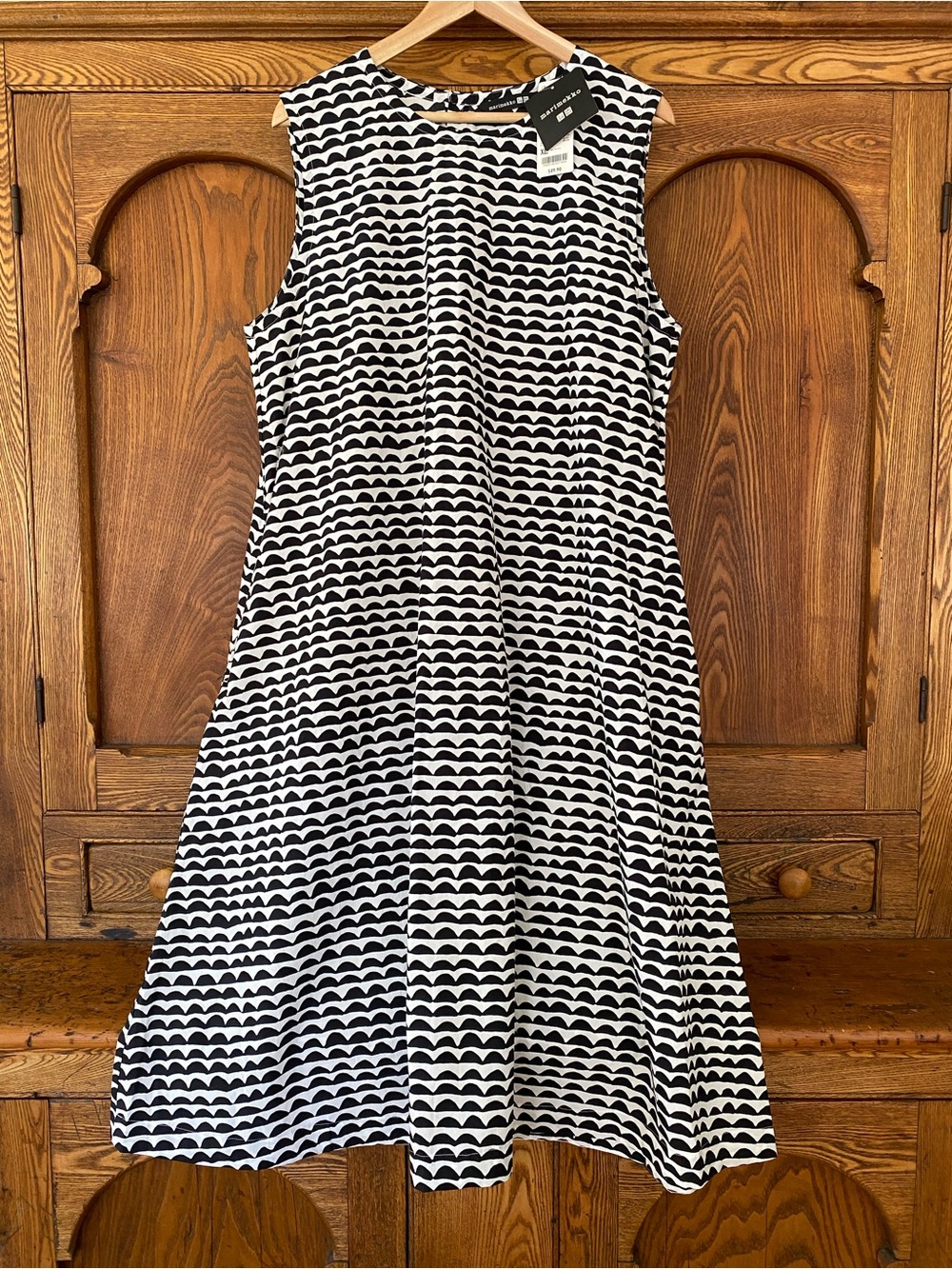 Marimekko x Uniqlo XL midi A line dress lightweight cotton black white print